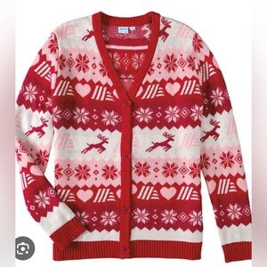 Aldi Gear Holiday Sweater 2025 Pink and White Cardigan